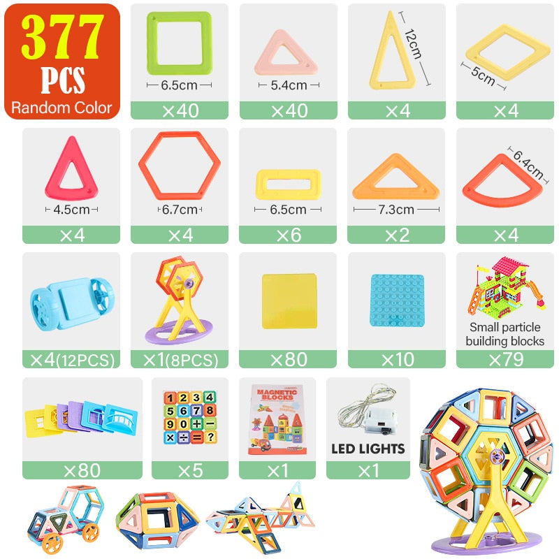 Magnetic Construction Kit with up to 377 pieces