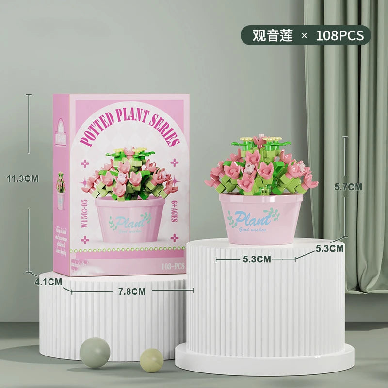 Bouquet Flower Mini Diy Building Block Toys for Children Bricks Blocks for Adults Constructor Micro Bricks Construction Set Gift