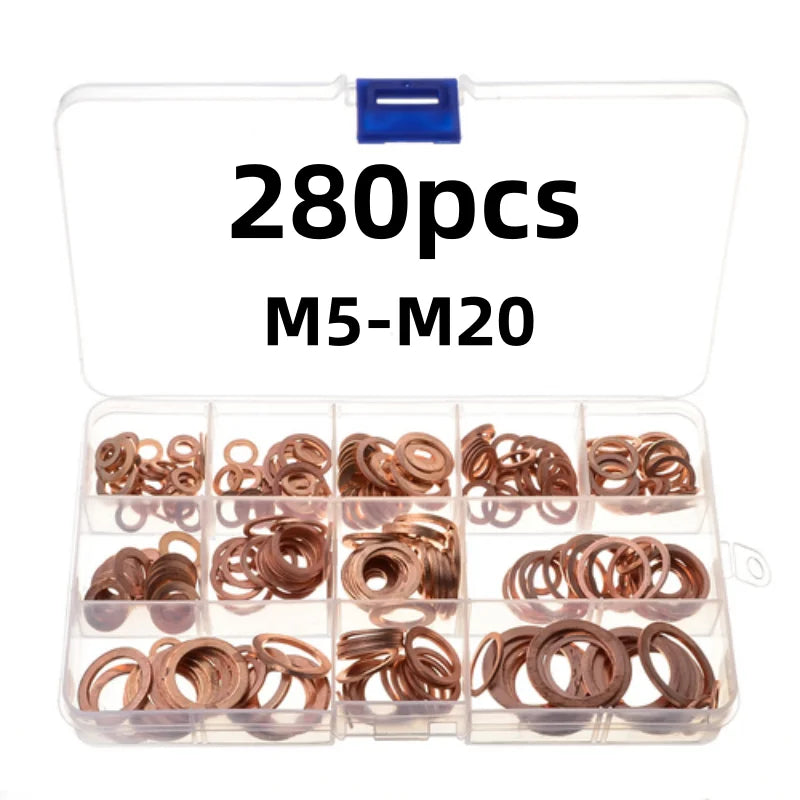 300/280/200/100Pcs Washer Copper Sealing Solid Gasket Washer Sump Plug Oil For Boat Crush Flat Seal Ring Tool