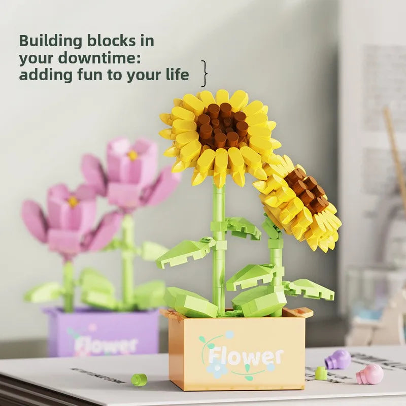 Bouquet Flower Mini Diy Building Block Toys for Children Bricks Blocks for Adults Constructor Micro Bricks Construction Set Gift