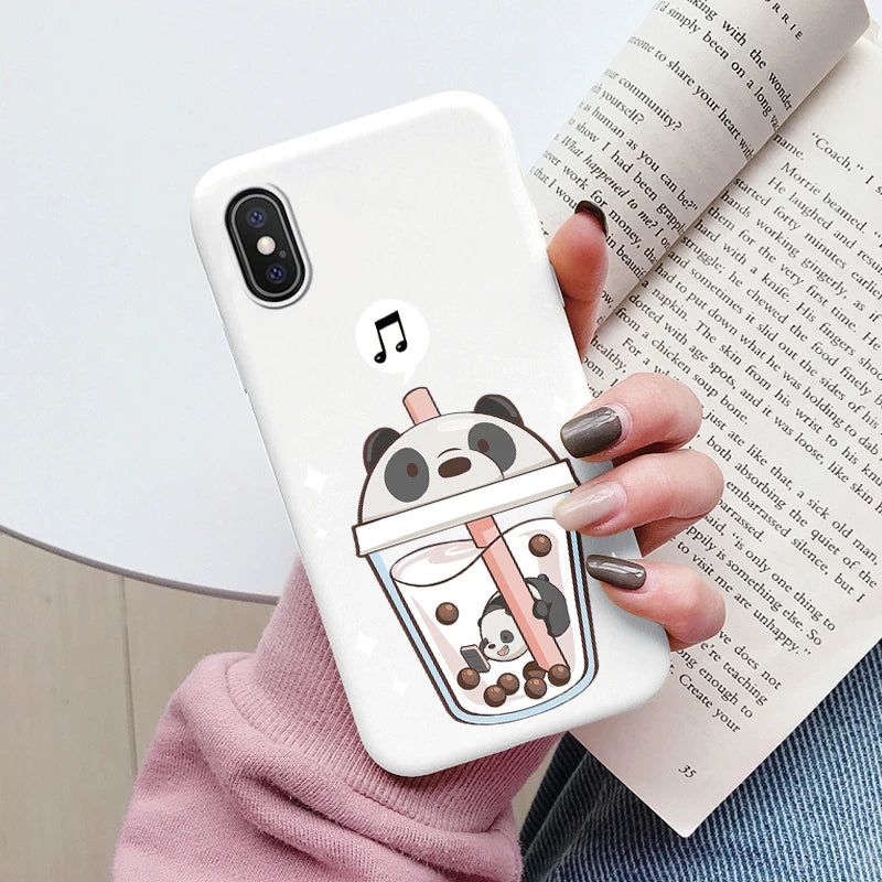 Flowers Funda For iphone X XS MAX XR Capa iphoneX XSMAX Phone Case Soft Silicone Cute Cat Bear Back Cover For iphoneXR Bumper