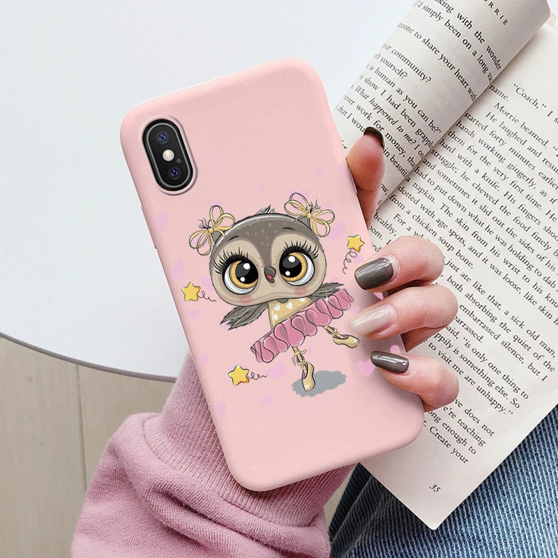 Flowers Funda For iphone X XS MAX XR Capa iphoneX XSMAX Phone Case Soft Silicone Cute Cat Bear Back Cover For iphoneXR Bumper