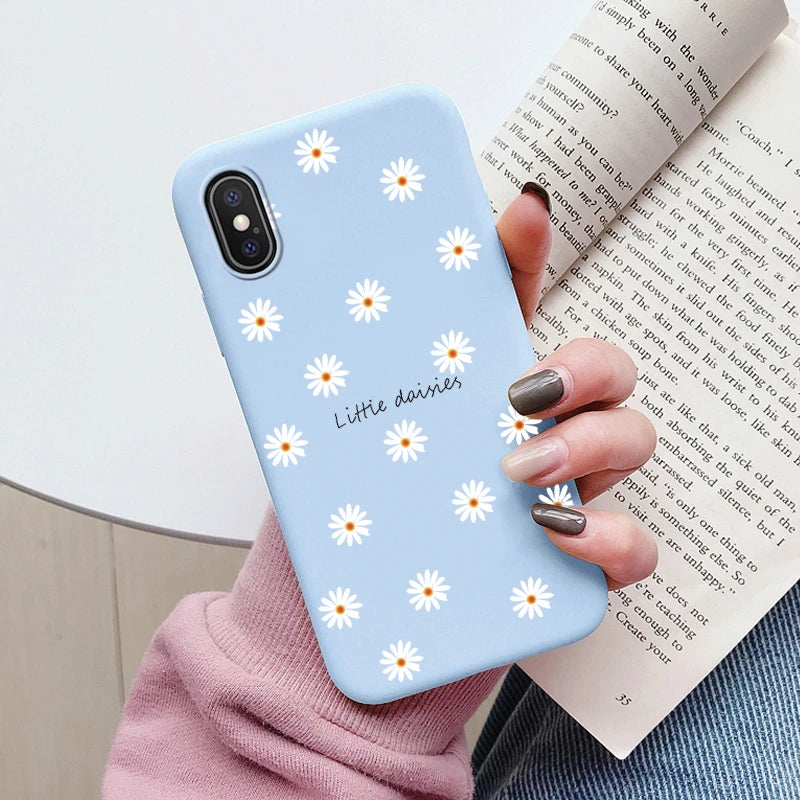 Flowers Funda For iphone X XS MAX XR Capa iphoneX XSMAX Phone Case Soft Silicone Cute Cat Bear Back Cover For iphoneXR Bumper