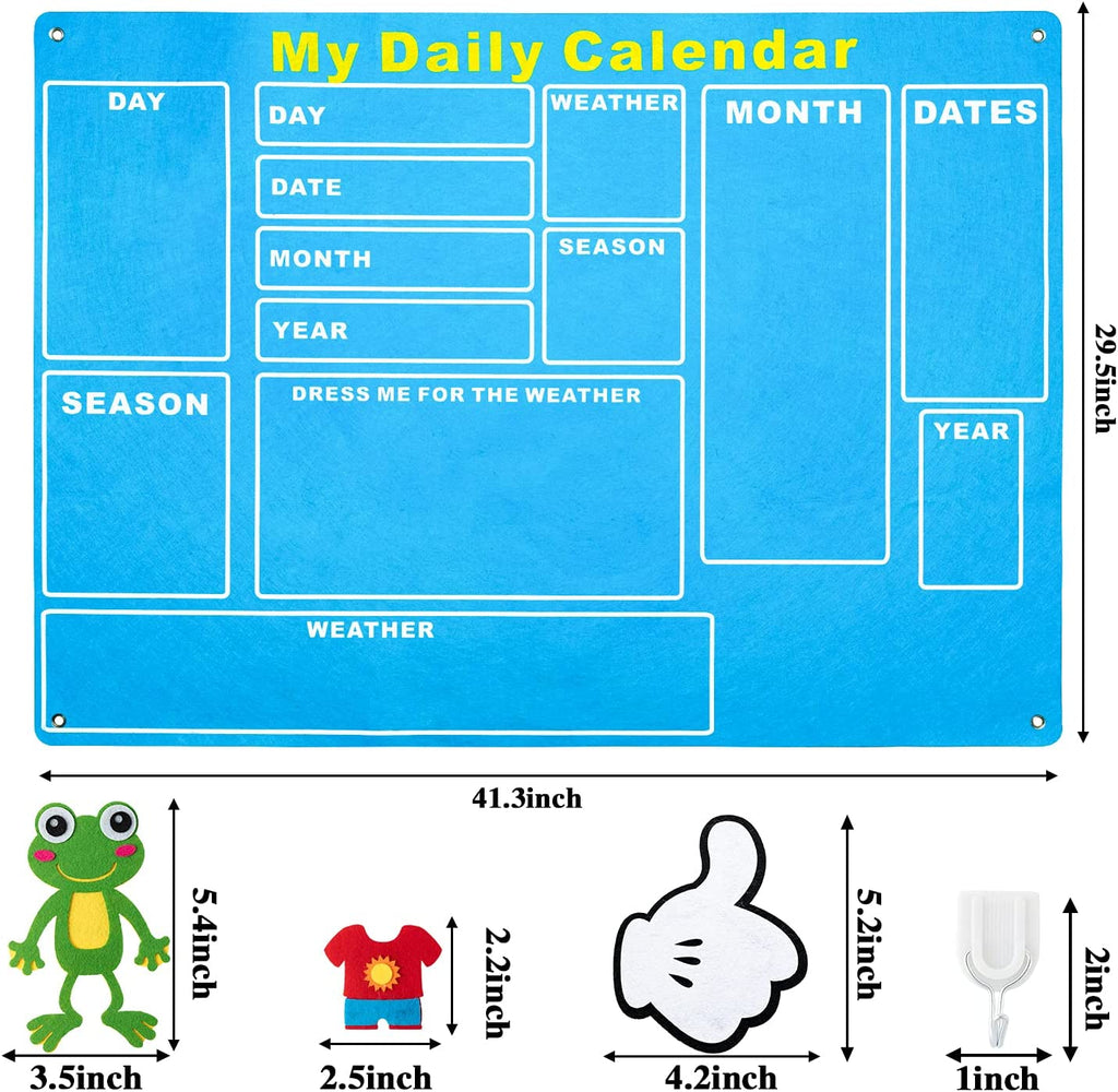 DAILY CALENDAR FELT KIT With 65 Pieces, for Kids