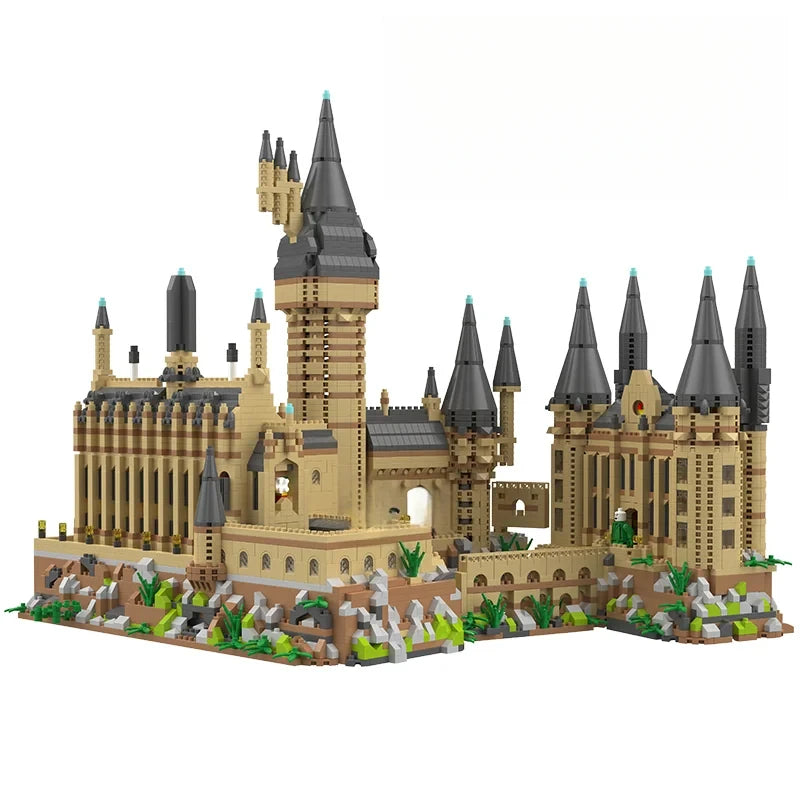 New Magic Castle Micro Building  Blocks Light Up Street View Architecture Creative MOC Model Kit  Kids Christmas Birthday Gifts